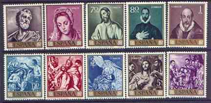 Spain 1961 Stamp Day & El Greco Commemoration set of 10 unmounted mint, SG 1391-1400, stamps on postal, stamps on arts, stamps on el greco