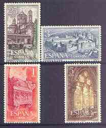 Spain 1963 Poblet Monastery perf set of 4 unmounted mint, SG 1555-58, stamps on religion, stamps on churches