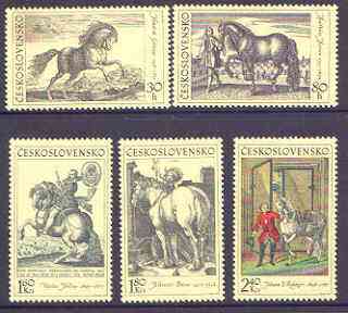 Czechoslovakia 1969 Horses Works of Art perf set of 5 unmounted mint, SG 1821-25, stamps on horses, stamps on arts, stamps on durer