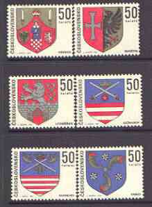 Czechoslovakia 1969 Arms of Regional Capitals (2nd series) perf set of 6 unmounted mint, SG 1855-60, stamps on arms, stamps on heraldry