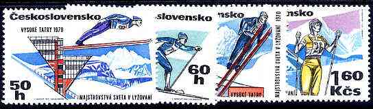 Czechoslovakia 1970 World Skiing Championships perf set of 4 unmounted mint, SG 1867-70, stamps on , stamps on  stamps on sport, stamps on  stamps on skiing