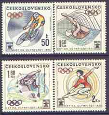 Czechoslovakia 1972 Munich Olympics perf set of 4 unmounted mint, SG 2031-34, stamps on olympics, stamps on bicycles, stamps on diving, stamps on gymnastics, stamps on canoeing, stamps on  gym , stamps on gymnastics, stamps on 
