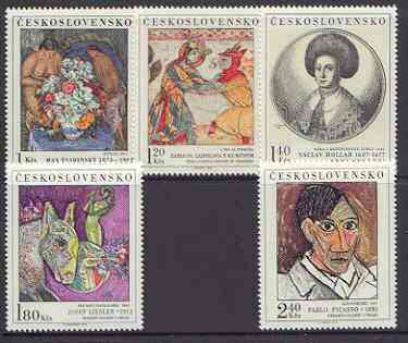 Czechoslovakia 1972 Art (7th issue) set of 5 unmounted mint, SG 2067-71, stamps on arts, stamps on picasso