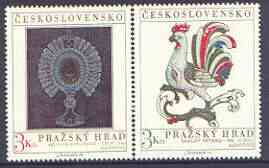 Czechoslovakia 1974 Prague Castle (10th series) set of 2 unmounted mint, SG 2163-64, stamps on arts, stamps on chickens, stamps on glass, stamps on castles