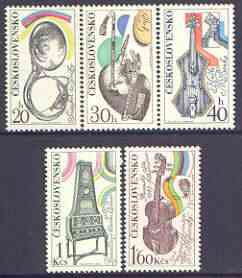 Czechoslovakia 1974 Musical Instruments perf set of 5 unmounted mint, SG 2165-69, stamps on music, stamps on musical instruments