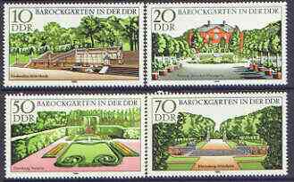 Germany - East 1980 Baroque Gardens perf set of 4 unmounted mint, SG E2193-96, stamps on gardens, stamps on flowers, stamps on castles