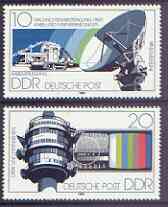 Germany - East 1980 Post Office Activities perf set of 2 unmounted mint, SG E2212-13, stamps on , stamps on  stamps on machinery, stamps on  stamps on  tv , stamps on  stamps on towers, stamps on  stamps on communications