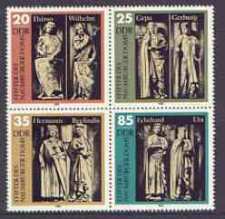Germany - East 1983 Founders of Naumberg Cathedral set of 4 in se-tenant block unmounted mint, SG E2525a, stamps on arts, stamps on sculpture, stamps on cathedrals