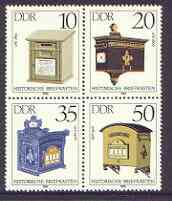Germany - East 1985 Letter-Boxes perf set of 4 in se-tenant block unmounted mint, SG E2636-39, stamps on postbox