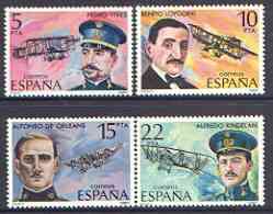 Spain 1980 Aviation Pioneers perf set of 4 unmounted mint, SG 2631-34, stamps on aviation, stamps on farman, stamps on 