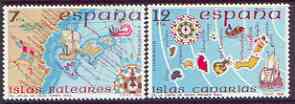 Spain 1981 Spanish Islands perf set of 2 unmounted mint, SG 2649-50, stamps on maps