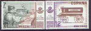 Spain 1981 Postal & Telecommunications Museum perf set of 2 unmounted mint, SG 2663-64, stamps on postal, stamps on museums, stamps on telegraph, stamps on mail coaches