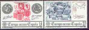 Spain 1982 Europa perf set of 2 unmounted mint, 2680-81, stamps on europa, stamps on heraldry, stamps on arms, stamps on ships, stamps on columbus, stamps on 
