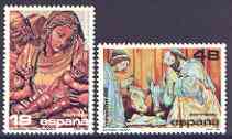 Spain 1986 Christmas Wood Carvings perf set of 2 unmounted mint, SG 2889-90, stamps on christmas, stamps on wood, stamps on carving