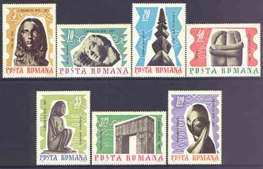 Rumania 1967 Sculptures by C Brancusi perf set of 7 unmounted mint, SG 3456-62, stamps on arts, stamps on sculpture