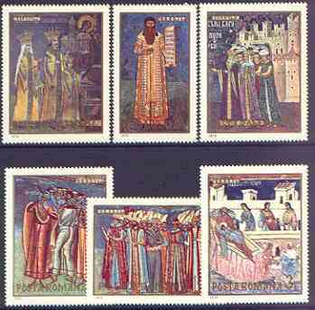 Rumania 1970 Frescoes from Monasteries #2 set of 6 unmounted mint, SG 3736-41, stamps on arts, stamps on religion