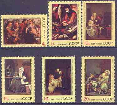Russia 1974 Foreign Paintings in Soviet Galleries perf set of 6 unmounted mint, SG 4343-48, stamps on arts, stamps on 