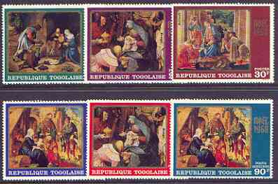 Togo 1968 Christmas - Paintings perf set of 6 unmounted mint SG 621-26, stamps on arts, stamps on christmas