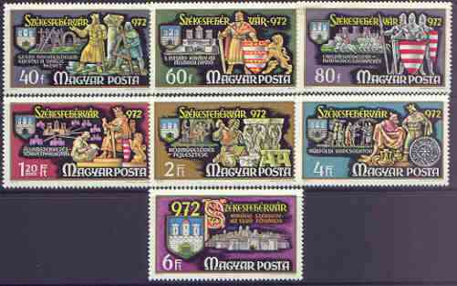 Hungary 1972 Millenary of Szekesfehervar perf set of 7 unmounted mint, SG 2696-2702, stamps on arts, stamps on masonics, stamps on heraldry, stamps on arms, stamps on masonry