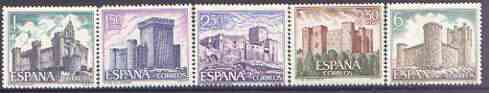 Spain 1969 Spanish Castles (4th issue) perf set of 5 unmounted mint, SG 1985-89, stamps on castles