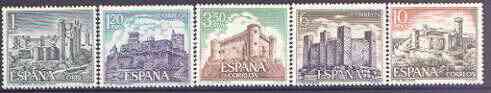 Spain 1970 Spanish Castles (5th issue) perf set of 5 unmounted mint, SG 2035-39, stamps on castles