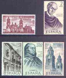 Spain 1970 Explorers & Colonisers of America (10th issue) - Mexico perf set of 5 unmounted mint, SG 2054-58, stamps on explorers, stamps on settlers, stamps on americana, stamps on cathedrals