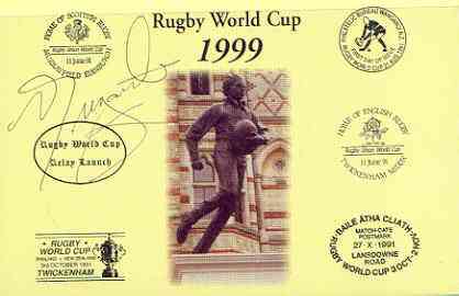Postcard privately produced in 1999 (coloured) for the Rugby World Cup, signed by Inga Tuigamala (New Zealand - 19 caps, Western Samoa & Newcastle) unused and pristine, stamps on , stamps on  stamps on rugby, stamps on  stamps on sport