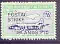 Guernsey - Alderney 1971 POSTAL STRIKE overprinted on Heron 1s6d (from 1967 Aircraft def set) additionaly overprinted VIA FALKLAND ISLANDS Â£10 unmounted mint, stamps on aviation, stamps on strike, stamps on heron