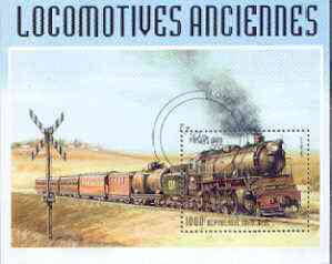 Togo 1999 Early Railways 1,000f m/sheet cto used, stamps on railways