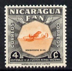 Nicaragua 1954 National Air Force Commemoration - 4c B-24 Bomber unmounted mint SG 1212, stamps on aviation, stamps on 