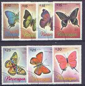 Nicaragua 1986 Butterflies perf set of 7 fine used SG 2805-11*, stamps on butterflies