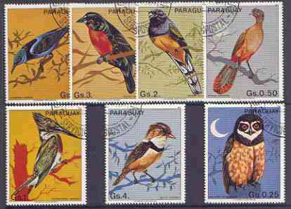 Paraguay 1983 Birds perf set of 7 fine used , stamps on birds, stamps on owls