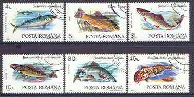 Rumania 1992 Fish perf set of 6 fine cto used, SG 5424-29*, stamps on fish, stamps on , stamps on 