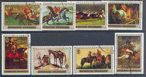 Rwanda 1970 Paintings of Horses perf set of 8 fine cto used, SG 336-43*, stamps on arts, stamps on horses, stamps on horse racing, stamps on camels
