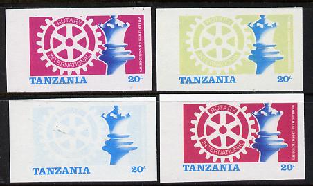 Tanzania 1986 World Chess/Rotary 20s set of 4 imperf progressive colour proofs comprising single & multiple colours incl all 4 colours as issued unmounted mint (as SG 461)*, stamps on chess  rotary 