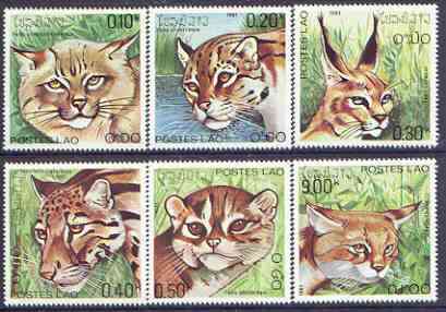 Laos 1981 Wild Cats perf set of 6 unmounted mint, SG 512-17, stamps on , stamps on  stamps on animals, stamps on  stamps on cats, stamps on  stamps on 