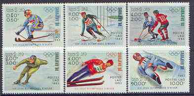 Laos 1983 Sarajevo Winter Olympics (1st issue) perf set of 6 unmounted mint, SG 660-65, stamps on olympics, stamps on skiing, stamps on skating, stamps on ice hockey, stamps on 