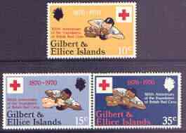 Gilbert & Ellice Islands 1970 Centenary of Red Cross perf set of 3 unmounted mint, SG 159-61*, stamps on red cross, stamps on 