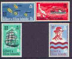 Gilbert & Ellice Islands 1970 Centenary of Landing by London Missionary Society perf set of 4 unmounted mint, SG 166-69, stamps on maps, stamps on ships, stamps on religion, stamps on missionaries, stamps on maps