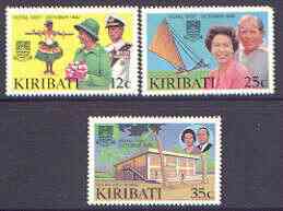 Kiribati 1982 Royal Visit perf set of 3 unmounted mint, SG 193-95, stamps on royalty, stamps on visits, stamps on dancing, stamps on ships