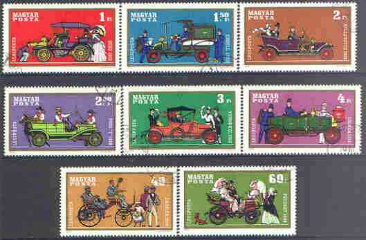 Hungary 1970 Old Motor Cars perf set of 8 cto used, SG 2504-11*, stamps on , stamps on  stamps on cars, stamps on  stamps on daimler, stamps on  stamps on benz, stamps on  stamps on peugeot, stamps on  stamps on rolls royce, stamps on  stamps on ford