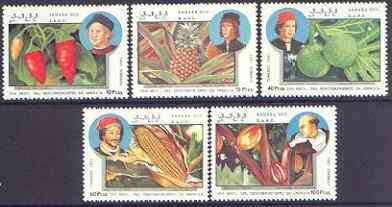 Sahara Republic 1991 Fruit (Columbus etc) perf set of 5 unmounted mint, stamps on fruit, stamps on columbus, stamps on explorers, stamps on missionaries