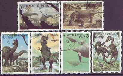 St Thomas & Prince Islands 1993 Prehistoric Animals perf set of 6 cto used*, stamps on , stamps on  stamps on dinosaurs