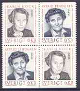 Sweden 1996 Europa - Famous Women booklet pane of 4 (2 se-tenant pairs) unmounted mint, SG 1866a, stamps on europa, stamps on women, stamps on literature