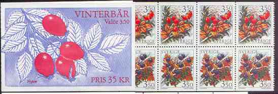 Sweden 1996 Winter Berries 35k booklet complete and pristine, SG SB 488, stamps on fruit, stamps on plants, stamps on 