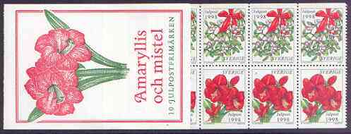 Sweden 1998 Christmas Flowers 40k booklet complete and pristine, SG SB 524, stamps on christmas, stamps on flowers