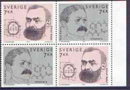 Sweden 1997 Nobel Prize booklet pane containing two sets of 2 values unmounted mint, SG 1947a, stamps on nobel, stamps on chemistry, stamps on science, stamps on slania