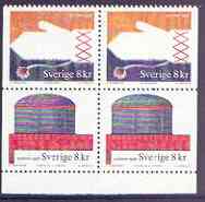 Sweden 1998 Handicrafts booklet pane containing 2 x 2 8k values in block of 4 unmounted mint, as SG 1968a, stamps on handicrafts, stamps on crafts
