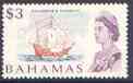 Bahamas 1967-71 Columbuss Flagship $3 (from def set) unmounted mint, SG 309, stamps on ships, stamps on columbus, stamps on explorers