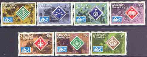 Grenada - Grenadines 1975 World Scout Jamboree perf set of 7 unmounted mint, SG 84-90, stamps on scouts